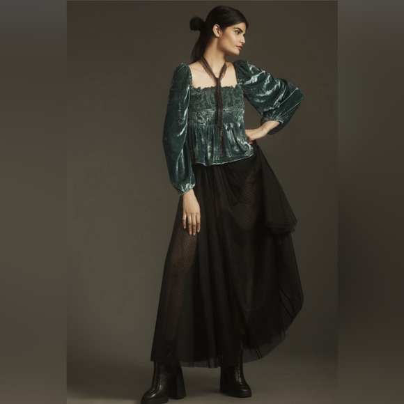 ✨ Anthropologie Long-Sleeve Luxe Cutwork Blouse Sz L - Picture 2 of 8